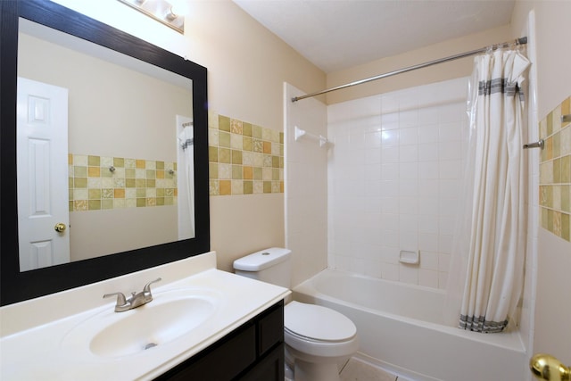 18719 Racquet Sports Way, Humble, TX 77346 - bathroom with vanity, shower / bath combo with shower curtain, and toilet