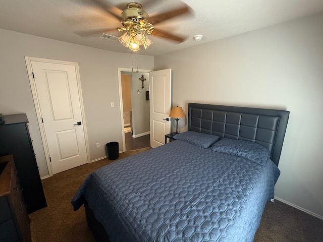 9319 Dalmore Ct, Houston, TX 77095 - carpeted bedroom featuring baseboards, visible vents, and a ceiling fan