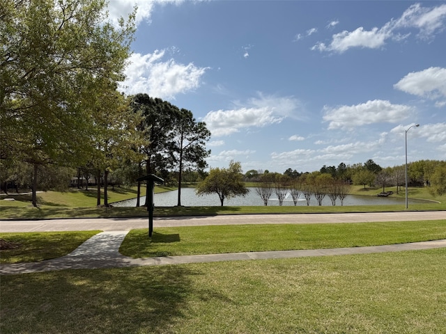 9319 Dalmore Ct, Houston, TX 77095 - view of community featuring a water view and a lawn