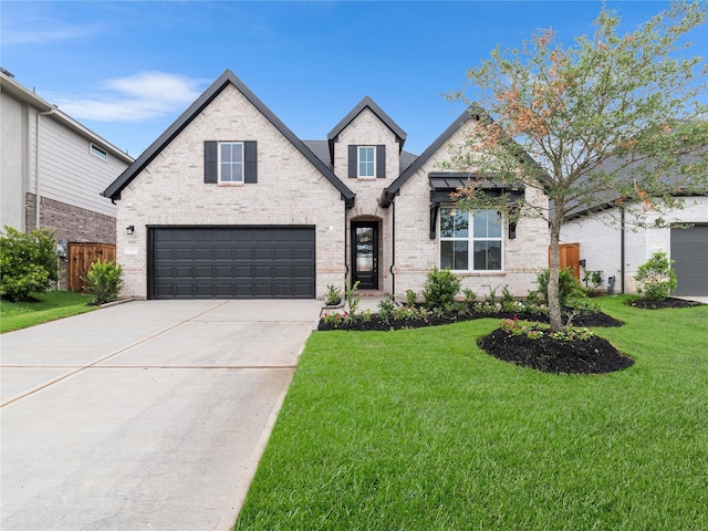 7517 Hawk Crest Dr, Fulshear, TX 77441 - view of front of property with brick siding, driveway, a front lawn, and a garage