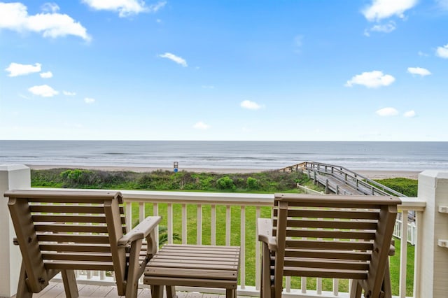 property view of water featuring a view of the beach