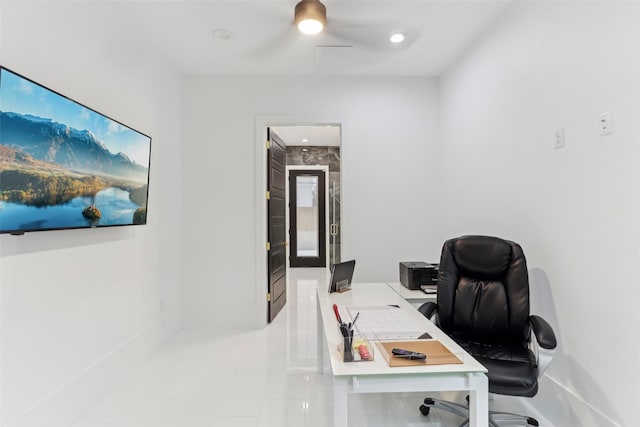 3902 Charleston St, Houston, TX 77021 - office space featuring a ceiling fan and tile patterned floors