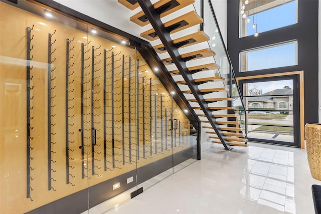 3902 Charleston St, Houston, TX 77021 - wine cellar featuring tile patterned flooring and a towering ceiling