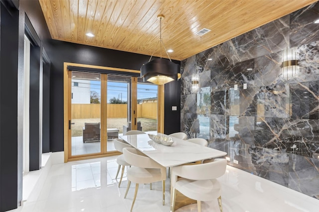 3902 Charleston St, Houston, TX 77021 - dining space featuring wood ceiling and recessed lighting