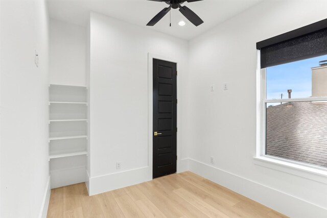 3902 Charleston St, Houston, TX 77021 - unfurnished bedroom with wood finished floors, ceiling fan, and recessed lighting