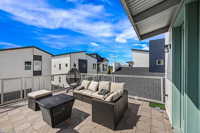 3402 Asher Landing Ln, Houston, TX 77080 - view of patio featuring an outdoor living space, a residential view, and a balcony