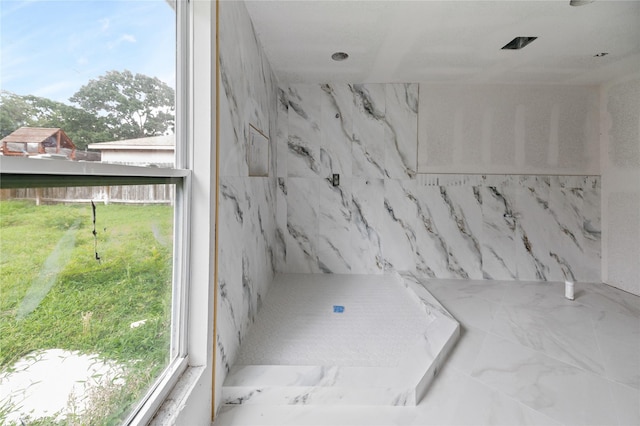 6206 Yarwell Dr, Houston, TX 77096 - bathroom with a marble finish shower and marble finish flooring