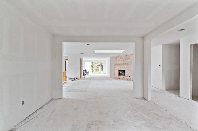 6206 Yarwell Dr, Houston, TX 77096 - unfurnished living room with a brick fireplace