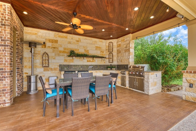 21610 Harbor Water Dr, Cypress, TX 77433 - view of patio / terrace featuring area for grilling, outdoor dining space, and ceiling fan