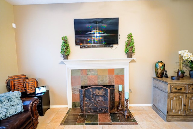 6019 Spanish Oak Dr, Pasadena, TX 77505 - interior space featuring baseboards and a tile fireplace