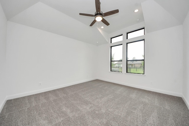 14647 Cedar Elm Ct, Willis, TX 77318 - spare room with carpet floors, lofted ceiling, ceiling fan, and recessed lighting