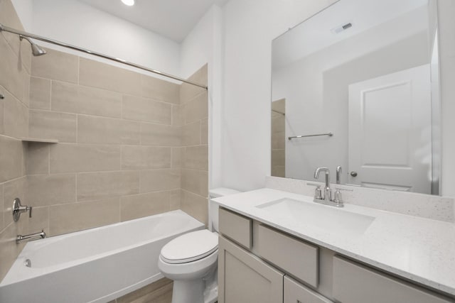 14647 Cedar Elm Ct, Willis, TX 77318 - full bathroom featuring vanity, shower / bathtub combination, and wood finished floors