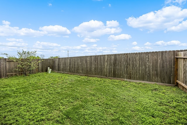view of yard with a fenced backyard