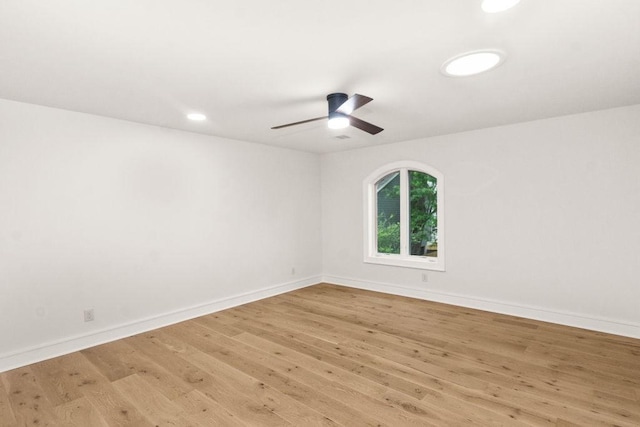1024 Waverly St, Houston, TX 77008 - empty room with ceiling fan, light wood-type flooring, baseboards, and recessed lighting