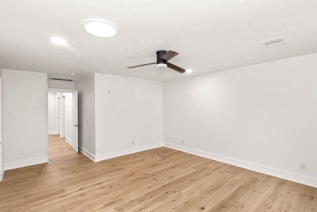 1024 Waverly St, Houston, TX 77008 - empty room featuring ceiling fan, light wood-style flooring, baseboards, and recessed lighting