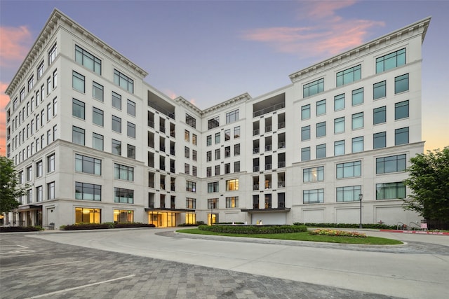 view of property at dusk