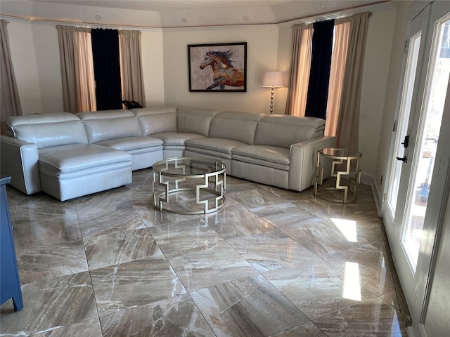 1319 Cherry Spring Dr, Houston, TX 77038 - living room featuring marble finish floor