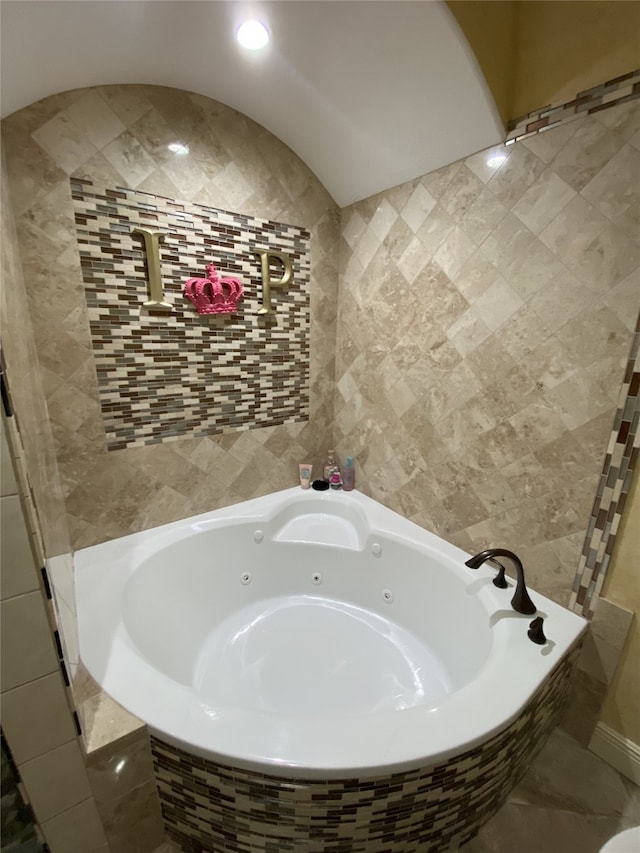 1319 Cherry Spring Dr, Houston, TX 77038 - full bath with tile walls and a jetted tub