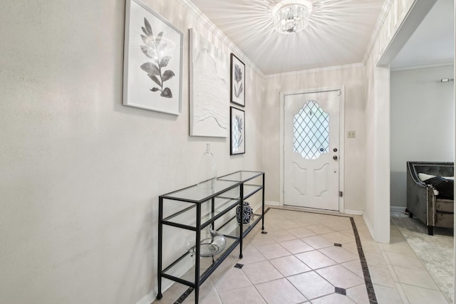 5306 Havenwoods Dr, Houston, TX 77066 - entrance foyer featuring crown molding, baseboards, and light tile patterned floors