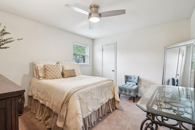 5306 Havenwoods Dr, Houston, TX 77066 - bedroom with light colored carpet, ceiling fan, and baseboards