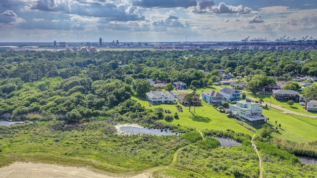 aerial view of a nearby body of water