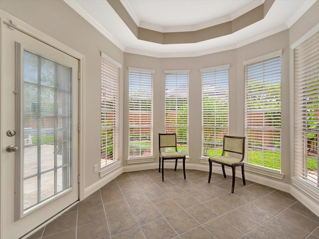 15415 Parkwood Way, Houston, TX 77059 - sunroom / solarium featuring crown molding, tile patterned floors, a wealth of natural light, and baseboards
