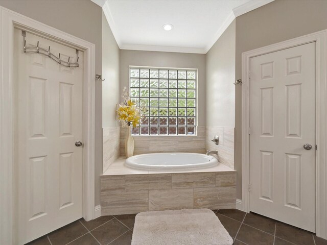 15415 Parkwood Way, Houston, TX 77059 - full bathroom featuring tile patterned floors, a bath, and ornamental molding