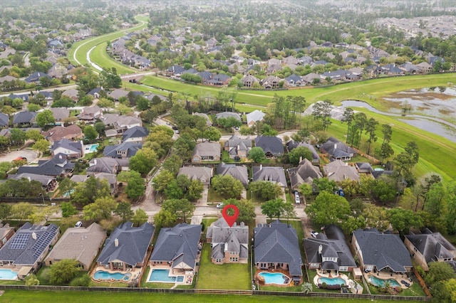 12126 Guadalupe Trail Ln, Humble, TX 77346 - aerial view featuring view of golf course, a residential view, and a water view
