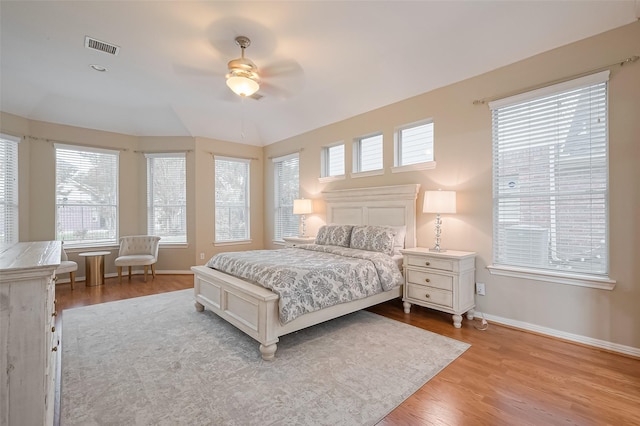 1218 Ventura Canyon Dr, Katy, TX 77494 - bedroom featuring visible vents, baseboards, a ceiling fan, and wood finished floors