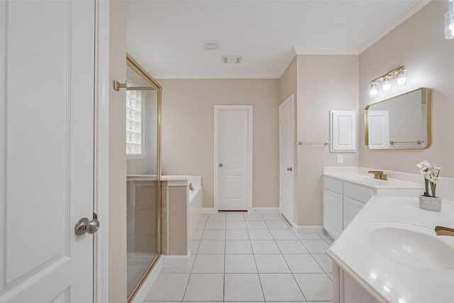 1218 Ventura Canyon Dr, Katy, TX 77494 - bathroom featuring visible vents, a bath, a sink, a shower stall, and two vanities