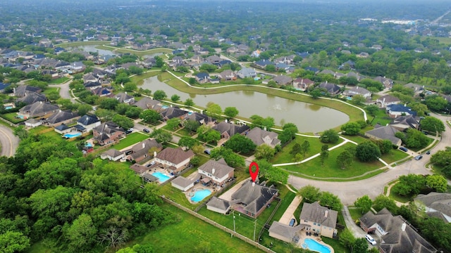 313 Overlook Dr, Friendswood, TX 77546 - bird's eye view featuring a residential view and a water view