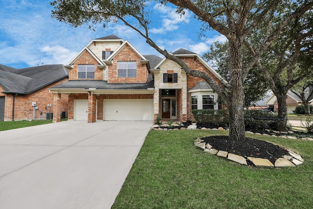 6423 Middlelake Ct, Katy, TX 77450 - craftsman house with a garage, brick siding, a front yard, and concrete driveway