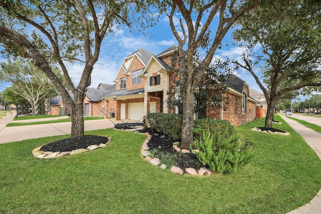 6423 Middlelake Ct, Katy, TX 77450 - traditional-style house featuring a front yard, driveway, an attached garage, and brick siding