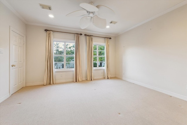 5079 Cedar Creek Dr, Houston, TX 77056 - unfurnished room featuring crown molding, baseboards, carpet floors, ceiling fan, and recessed lighting