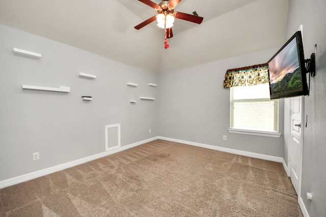 2019 Doolan Dr, Conroe, TX 77301 - carpeted empty room with baseboards, a ceiling fan, and lofted ceiling