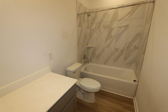 8526 Pier Cove Dr, Cypress, TX 77433 - bathroom featuring wood finished floors, shower / bath combination, and vanity