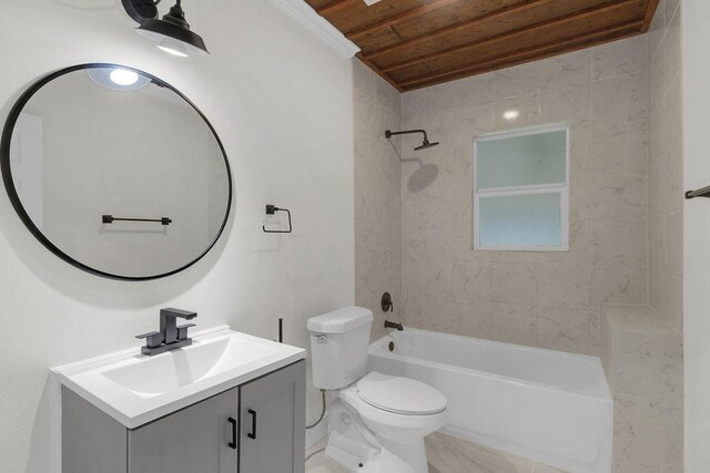 2831 Jones St, Houston, TX 77026 - bathroom with vanity, shower / bath combination, and wooden ceiling