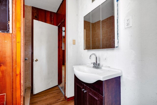 2320 Westward Ave, La Marque, TX 77568 - bathroom featuring vanity and wood finished floors