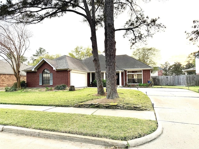 7615 Clover Canyon Cir, Houston, TX 77095 - ranch-style house featuring brick siding, an attached garage, and concrete driveway