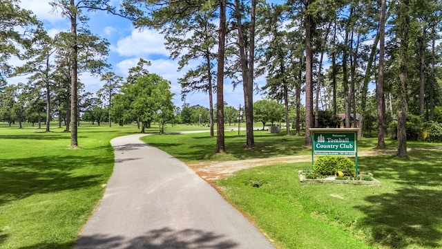 view of community featuring a lawn