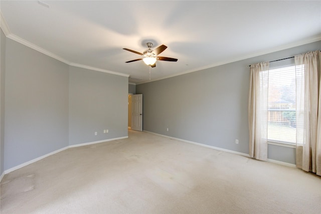 13214 Dusty Grove Ln, Sugar Land, TX 77498 - empty room featuring healthy amount of natural light, ceiling fan, ornamental molding, baseboards, and light carpet