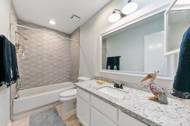 6506 Kentwick Dr, Houston, TX 77084 - bathroom with shower / tub combination, visible vents, toilet, and vanity