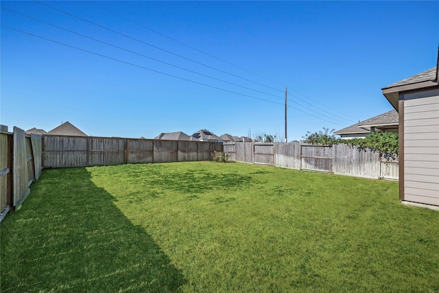 view of yard featuring a fenced backyard