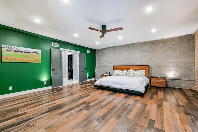 2415 Church St, Galveston, TX 77550 - bedroom featuring baseboards, visible vents, recessed lighting, and wood finished floors