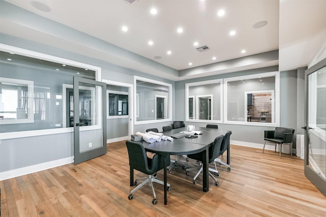 2415 Church St, Galveston, TX 77550 - dining room with visible vents, recessed lighting, and light wood-type flooring
