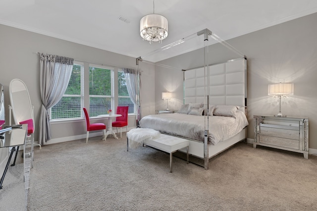 5119 Long Branch Bnd, Fulshear, TX 77441 - carpeted bedroom with a chandelier, crown molding, and baseboards
