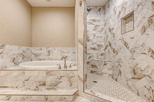 22814 Wren Ln, Tomball, TX 77377 - bathroom featuring tiled shower and a bath