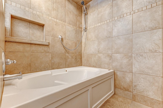 22814 Wren Ln, Tomball, TX 77377 - full bathroom featuring tile walls, a shower, and a bath
