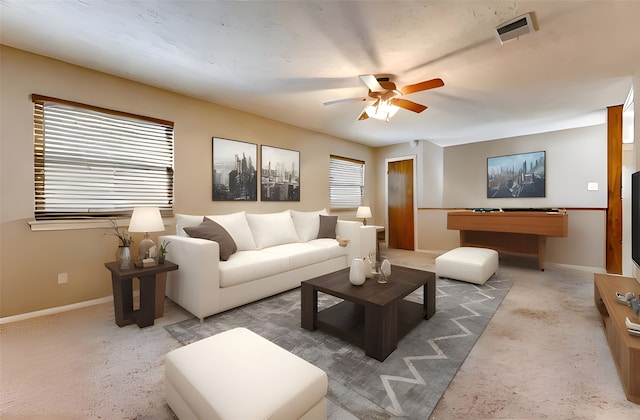 22814 Wren Ln, Tomball, TX 77377 - living area featuring ceiling fan and baseboards