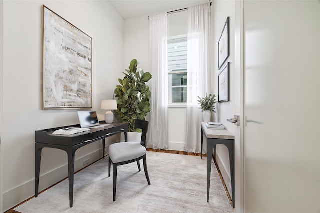 office area featuring wood finished floors